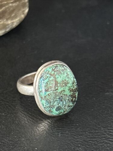 Native American Old Pawn Blue Turquoise Ring | Sterling Silver | Sz 8.5 | 14268