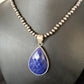 Men's Navajo Pearls Necklace with Faceted Lapis Pendant | Sterling Silver | Authentic Native American Handmade | 14468
