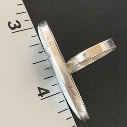 Adjustable Women's Navajo White Howlite Ring | Sterling Silver | Sz 8 | 11724