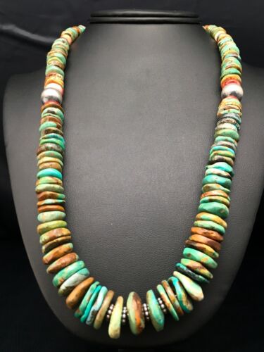 Authentic Navajo Turquoise Graduated Necklace | Sterling Silver | 23" | Native American Jewelry | 4363