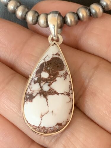 Navajo Wild Horse Turquoise Necklace Pendant | Sterling Silver | Authentic Native American Handmade | 12819