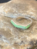 Women's Navajo Gaspeite Inlay Ring | Sterling Silver | Sz 5.5 | Authentic Native American Handmade | 12464