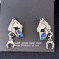 Navajo Blue Lapis & Turquoise Horse Inlay Earrings | Sterling Silver | 1" | Authentic Native American Handmade | 1514