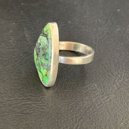 Navajo Green Mojave Turquoise Ring | Sterling Silver | Sz 7 | Authentic Native American Handmade | 14043