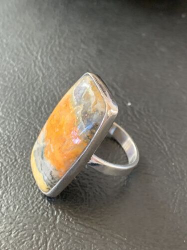 Southwestern Navajo Yellow Bumble Bee Jasper Ring | Sterling Silver | Sz 7 | 11551