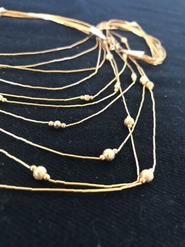 Gold Filled Beads Liquid Heishi 10 Strand Tube Necklace | Graduated | 3694