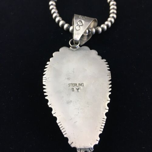 Native American Men's Navajo Pearls Necklace Pendant | Sterling Silver | Blue Lapis | 10081