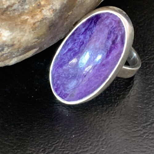 Navajo Purple Charoite Ring | Sterling Silver | Sz 7.5 Adjustable | Authentic Native American Handmade | 10527