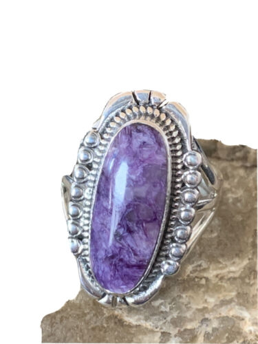 Native American Navajo Purple Charoite Ring | Sterling Silver | Sz 9 | 1453