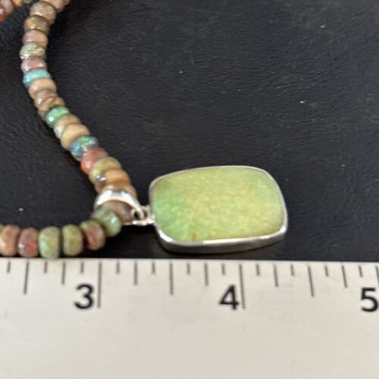 Southwestern Women's Green Opal Pendant Necklace | Sterling Silver | 17" | 14424