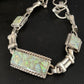 Navajo White Opal Inlay Link Bracelet | Sterling Silver | 8" | Authentic Native American Handmade | 14259