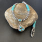 Navajo Men's Navajo Pearls Necklace | Authentic Native American Sterling Silver | Blue Kingman Turquoise Pendant | Multi-Stone | 12475