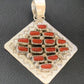 Navajo Red Coral and Multi-Stone Cluster Pendant | Authentic Native American Sterling Silver | 2" | 2101