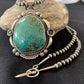 Men's Navajo Pearls Necklace Pendant | Sterling Silver | Blue Turquoise #8 | Authentic Native American Handmade | 529