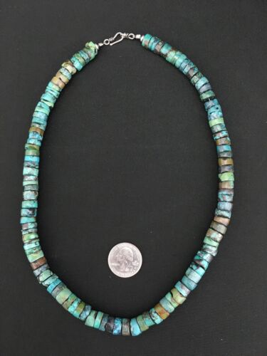 Southwestern Turquoise Heishi Bead Necklace | Sterling Silver | 10mm | 20" | 1152