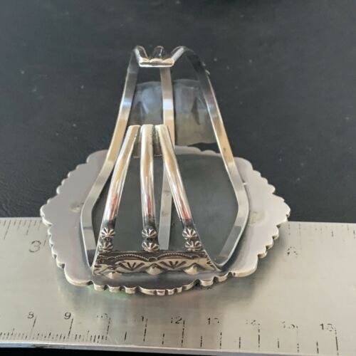 Native American Men's Navajo Bracelet | Sterling Silver Green Gaspeite | Authentic Handmade | 2046