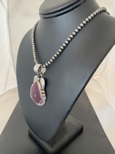 Navajo Purple Spiny Oyster Pendant | Sterling Silver | Authentic Native American Handmade | 804