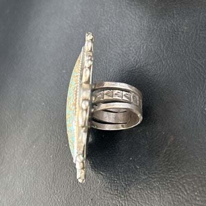 Native American Sterling Silver Blue Turquoise #8 Ring | Sz 9 | 14549 - Masha USA