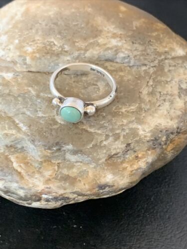 Navajo Green Turquoise Ring | Sterling Silver | Sz 6.5 | Authentic Native American Handmade | 10816
