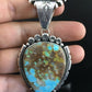 Navajo Kingman Blue Turquoise Pendant Necklace | Sterling Silver Pearls | Authentic Native American Handmade | 10093