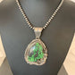 Navajo Green Spiderweb Turquoise Pendant Necklace | Sterling Silver | Authentic Native American Handmade | 2983