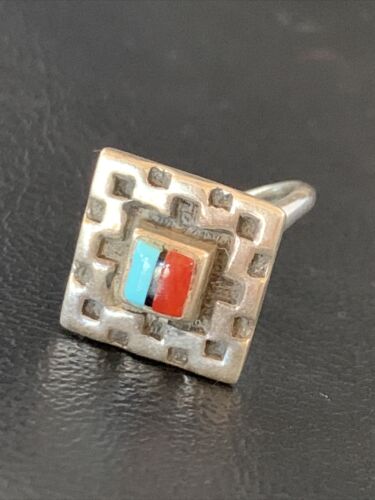 Native American Women's Navajo Blue Turquoise Coral Inlay Ring | Sz 5 | 13131