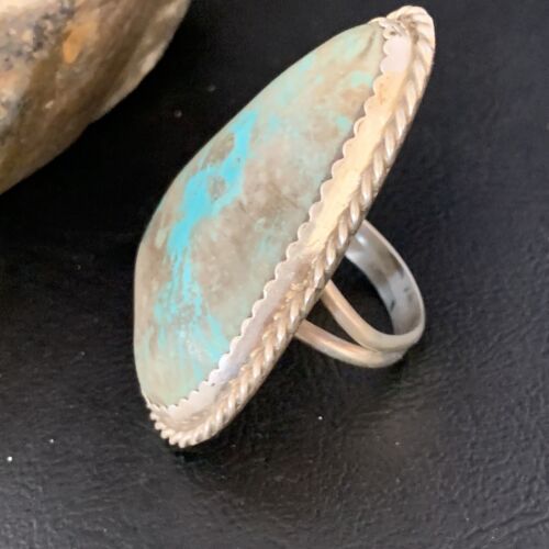 Navajo Blue Turquoise Ring | Sterling Silver | Sz 10 | Authentic Native American Handmade | 13714