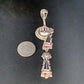 Zuni Kachina Coral Mother of Pearl Onyx Inlay Pin Pendant | Sterling Silver | 4.20" | 13688