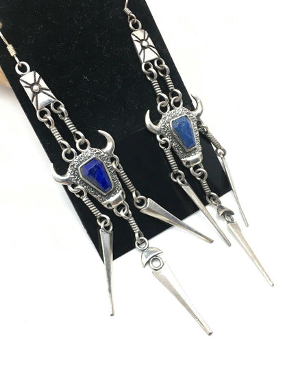 Southwestern Lapis Dangle  Earrings | Sterling Silver | 4518