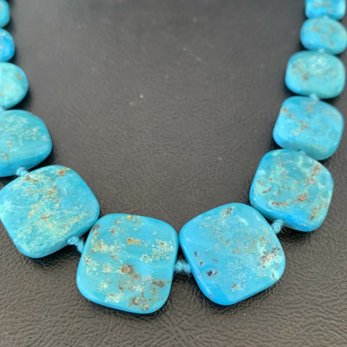 Ultra Rare Old Pawn Sleeping Beauty Turquoise Graduated Beads Necklace | Sterling Silver | 10411