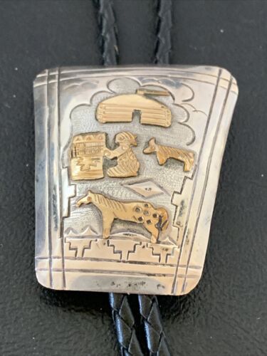 Vintage Navajo Horse Bolo Tie | Sterling Silver | Old Pawn Signed | Authentic Native American Handmade | 02020 - Masha USA