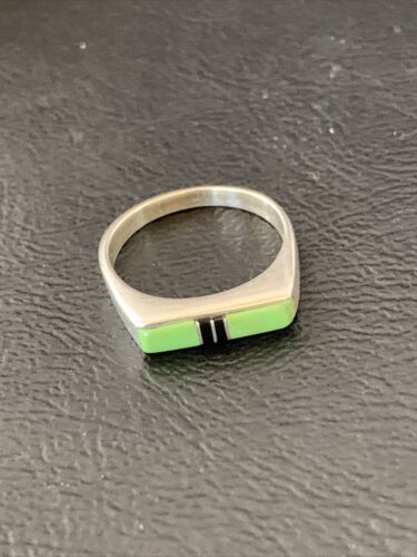 Native American Women's Navajo Green Gaspiete Onyx Inlay Ring | Sz 6.5 | 11154