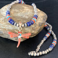 Navajo Dragonfly Pendant | Sterling Silver Turquoise Coral Multi-Color Inlay | Authentic Native American Handmade | 13510