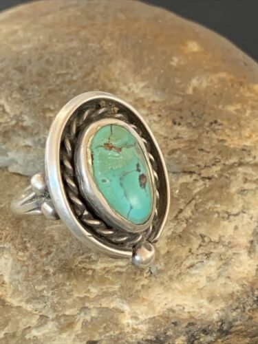 Southwestern Old Pawn Navajo Blue Turquoise Ring | Sterling Silver | Sz 6.5 | 2170