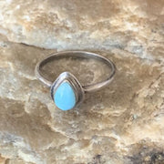 Men's Larimar Navajo Ring | Sterling Silver | Sz 8 | Authentic Native American Handmade | 13169