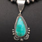 Navajo Green Turquoise Pendant Necklace | Sterling Silver | Authentic Native American Handmade | 2645