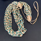 Native American Santo Domingo Necklace | Shell Green Turquoise | 38" | 12054
