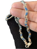 Southwestern Sterling Silver Necklace | Lapis & Opal Inlay Pendant | 16" | 01426