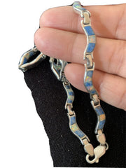 Southwestern Sterling Silver Necklace | Lapis & Opal Inlay Pendant | 16" | 01426