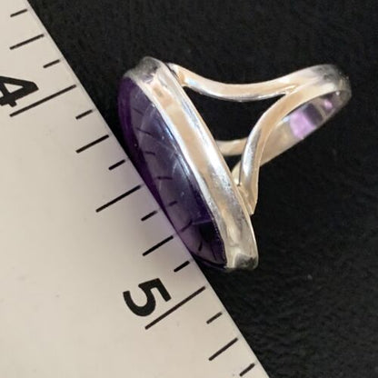 Southwestern Purple Amethyst Ring | Sterling Silver | Sz 8 | 12942