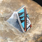XL Zuni Men's Spiny Blue Turquoise Inlay Ring | Sterling Silver | Sz 15 | 12427