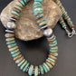 Navajo Pearls Green Turquoise Necklace | Sterling Silver | Authentic Native American | 21" | 12329