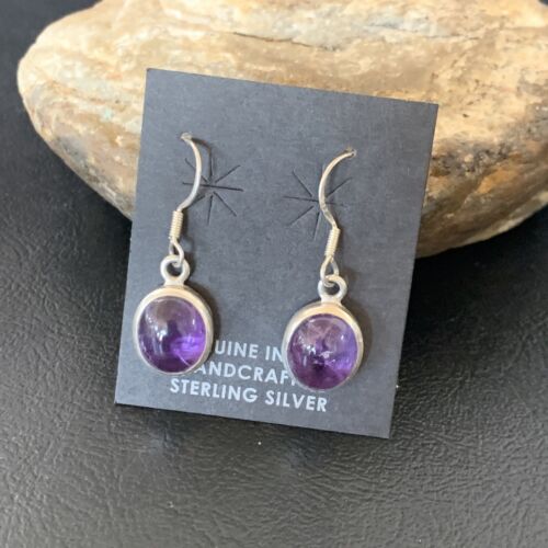 Navajo Purple Amethyst Dangle Drop Earrings | Sterling Silver | Authentic Native American Handmade | 12685