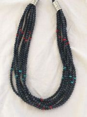 Navajo Navy Blue Dumortierite Turquoise Necklace | Sterling Silver | Authentic Native American Handmade | 11499