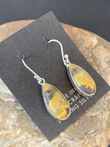 Native American Women's Navajo Bumblebee Jasper Earrings Set | Sterling Silver | Handmade | 1561 - Masha USA