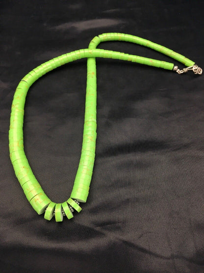 Native American Stabilized Gaspeite Graduated Necklace | Sterling Silver | 20" | 1738