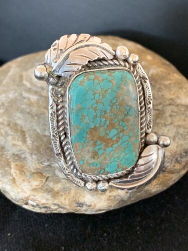 Native American Navajo Green Turquoise #8 Ring | Sterling Silver | Sz 10 | 147