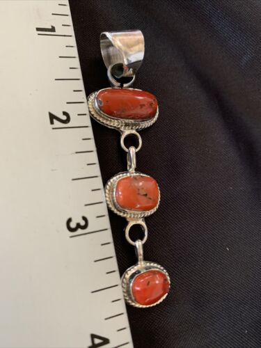 Navajo Red Coral Multi-Stone Necklace Pendant | Authentic Native American Sterling Silver | Multi-Stone | 13245 - Masha USA