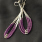 Handmade Liquid Silver Heishi Tube Beads Sugilite Earrings | Sterling Silver | 2" | 1985