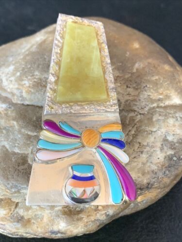 Navajo Turquoise Spiny Sugilite Multi-Color Inlay Pendant | Sterling Silver | Native American Handmade | 13768